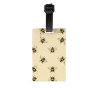Honey Bee Print Multi-Use PVC Luggage Tag Versatile ID Holder for Strollers and Bags Practical Travel Accessory