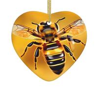 Honey-Bee Print New Ceramic Christmas Tree Hanging Heart Decoration Decoration Pendants