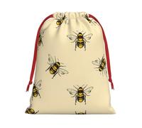 Honey Bee Print Plush Gift Bags With Drawstring, Reusable Gift Wrap For Christmas, Wedding, Party -Size M