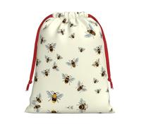 Honey Bee. Print Plush Gift Bags With Drawstring, Reusable Gift Wrap For Christmas, Wedding, Party -Size M
