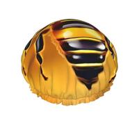 Honey-bee Print Reusable Shower Cap for Women, Double Waterproof Layers Bath Hat, Quick Dry Bath Hair Cap