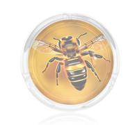Honey-Bee Print Round Glass Ashtray, Portable Decorative Ashtray For Home Office Indoor Outdoor Patio Use