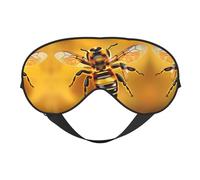 Honey-Bee Print Sleep Eye Mask Comfortable with Adjustable Strap Soft Shade Blackout Eye Cover Blindfold