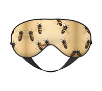 Honey Bee Print Soft Eye Mask for Women Men Comfortable with Adjustable Strap for Travel Yoga Nap Shift Work