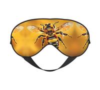 Honey-Bee Print Soft Eye Mask for Women Men Comfortable with Adjustable Strap for Travel Yoga Nap Shift Work
