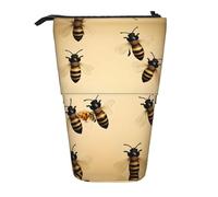 Honey Bee Print Telescopic Standing Pencil Bag/Stand Up Stationery Bag/Makeup Bag/Storage Case