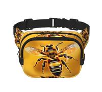 Honey-bee Print Waist Pack Square Waist Bag Workout Hiking Running Travel Gym Pretty Zipper Fashion