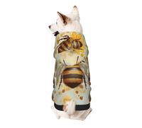 Honey Bee Printed Dog Hoodie Soft Dog Sweatshirt Cute Cat Dog Clothes for Small Dogs Kitten Puppy, L