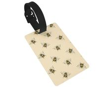 Honey Bee Printed Luggage Tags with Wrist Strap,Name Id Label for Suitcase,Airplane Travel Essentials