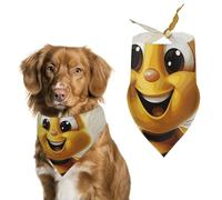 Honey Bee Printed Pet Scarf Polyester Triangle Scarf - One Size (27.6in X 11.8in)