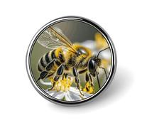 Honey Bee Round Badge for Men Women, Durable & Stylish Lapel Pins, Lightweight Metal Badges for Shirts, Jackets, Hats