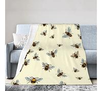 Honey Bee Soft Micro Flannel Blanket Throw, Warm Cozy Lightweight Decorative Blanket for Sofa Couch Bed, Printed Blanket Gifts for Kids Girls Boys Women Men