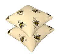 Honey Bee Throw Pillow Cases 2 Pack Square Pillowcases Super Soft Pillow Protectors With Zipper For Couch Livingroom Sofa Bed Office Car,30x30 Cm