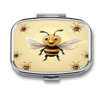 Honey Bee Travel Pill Organizer Portable Daily Waterproof Pill Case Small Medicine Storage Container for Vitamins Fish Oil Cod Liver Oil Earplug Storage