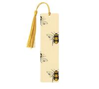 Honey Bee Wooden Bookmark with Tassels, Natural Rectangular Wooden Craft Gift Tag Gifts for Men Women