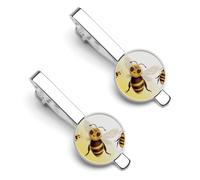 Honey Bee1 2 Pcs Tie Clips for Men Necktie Tie Bar
