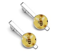 Honey Bee2 2 Pcs Tie Clips for Men Necktie Tie Bar