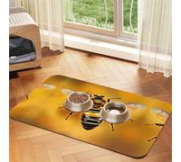 Honey-Beeprint Pet Absorbent Leather Tablecloth,Wipe Clean Quick Dry,Food Mat For Small Animals