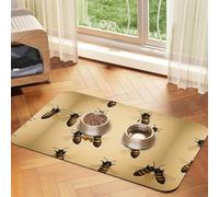Honey Beeprint Pet Absorbent Leather Tablecloth,Wipe Clean Quick Dry,Food Mat For Small Animals