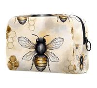 Honey Bees and Hives Cosmetic Bag for Women, Travel Toiletries Bags Large Makeup Handy Pouch Organiser Bag with Zipper