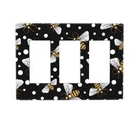 Honey Bees At Night Switch Cover Decorative Triple Toggle Wall Plate For Kitchen Girls Boys Room 3 Gang Standard Size 6.57" X 4.65"