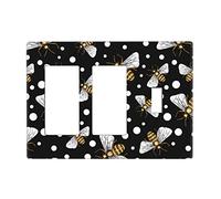 Honey Bees At Night Switch Cover Decorative Triple Toggle Wall Plate For Kitchen Girls Boys Room 3 Gang Standard Size 6.57" X 4.65"