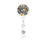 Honey Bees Flowers Print Retractable Badge Holder, Cute Nursing Badge Reel, Badge Clip Id Card Holders