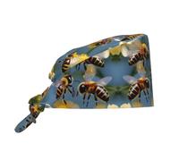 Honey Bees Flowers Print Unisex Ultimate Comfort Work Hat,Multi-Purpose,Adjustable and Breathable Labor Cap