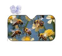 Honey Bees Flowers Printing Windshield Sun Shade for Car. Reflective UV and Heat Shield with Keeps Interior Cool Universal Sedans