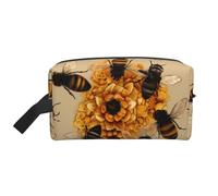 Honey Bees Printed Cosmetic Case with Handle, Lightweight Compact Storage for Makeup, Toiletries & Gadgets, Make up Organiser for Travel, School, Work