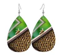 Honey Bees Printed Teardrop Leather Earrings, Fashion Water Drop Dangle Accessory for Holiday Party