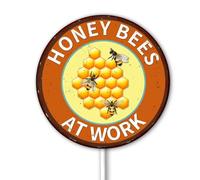 HONEY BEES SIGN, Honey Bees Signs, Vintage style Honey Bees Sign, Honey Bees Busy at Work Sign, Apiary Signs, Apiary Decor, 23x23 CMBees Sign Sturdy Aluminum Sign