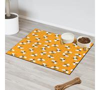 Honey Bees Wax Pet Feeding Mat for Cat Dog Water Bowl Food Mats Bee Design Pet Feeding Mats Absorbent Nti-Slip Contain Spills Protects Floors Placemat 30.4 x 50.8 cm