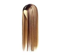 Honey Blonde Highlight V Part Wig Human Hair 150% Density Straight Wigs Human Hair Glueless Wigs for Women(16inch)