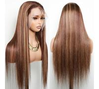 Honey Blonde Wig Human Hair 13x4 HD Straight Blonde Lace Front Wigs Human Hair 180% Density Straight Human Hair Wig Highlight Ombre Lace Front Wigs Pre Plucked With Baby Hair 30 inch