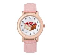 Honey Bread Brick Toast Classic Watches for Women Pink Leather Strap Trendy Quartz Watch for Small Wrists