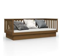 Day Bed Solid Pine Honey Brown 100x200 cm Rustic 3-Sided Wooden Sofa Bed GuestUK