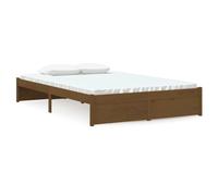 Bed frame solid pinewood honey brown 120x190 cm Small Double 4FT sturdy slatted [EEK: A]