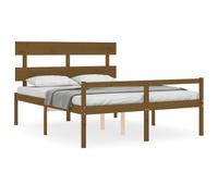 (honey brown, 150 x 200 cm) vidaXL Bed Frame Bedroom Platform Bed Frame Bedstead with Headboard Solid Wood