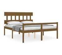 (honey brown, 150 x 200 cm) vidaXL Bed Frame with Headboard Home Bed Base Honey Brown King Size Solid Wood