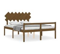 (honey brown, 150 x 200 cm) vidaXL Bed Frame with Headboard Home Bedstead Bed Base 160x200 cm Solid Wood