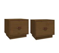 Vidaxl Bedside Cabinets 2 Pcs Honey Brown 40X34X35 Cm Solid Wood Pine, Brown