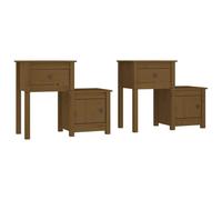 Vidaxl Bedside Cabinet 2Pcs Honey Brown 79.5X38X65.5Cm Solid Wood Pine, Brown