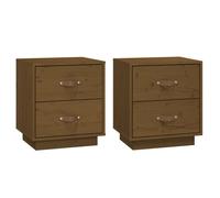 (Honey brown, 2) vidaXL 1/2x Solid Wood Pine Bedside Cabinet Nightstand End Table Multi Colours