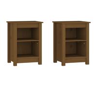 (Honey brown, 2) vidaXL 1/2x Solid Wood Pine Bedside Cabinet Nightstand End Table Multi Colours