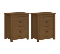 (honey brown, 2) vidaXL 1/2x Solid Wood Pine Bedside Cabinet Nightstand End Table Multi Colours