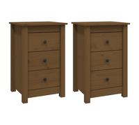 vidaXL Bedside Cabinets 2 pcs Honey Brown 40x35x61.5 cm Solid Wood Pine