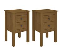 (honey brown, 2) vidaXL 1/2x Solid Wood Pine Bedside Cabinet Side Table Furniture Multi Colours