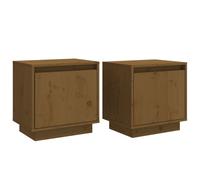 (honey brown, 2) vidaXL 1/2x Solid Wood Pine Bedside Cabinet Side Table Furniture Multi Colours