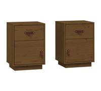 Vidaxl Bedside Cabinets 2 Pcs Honey Brown 40X34X55 Cm Solid Wood Pine, Brown